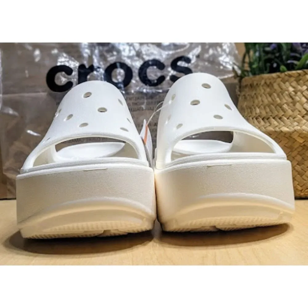 CROCS Chalk White Stomp Slide Sandals Women's Size 10 NWT